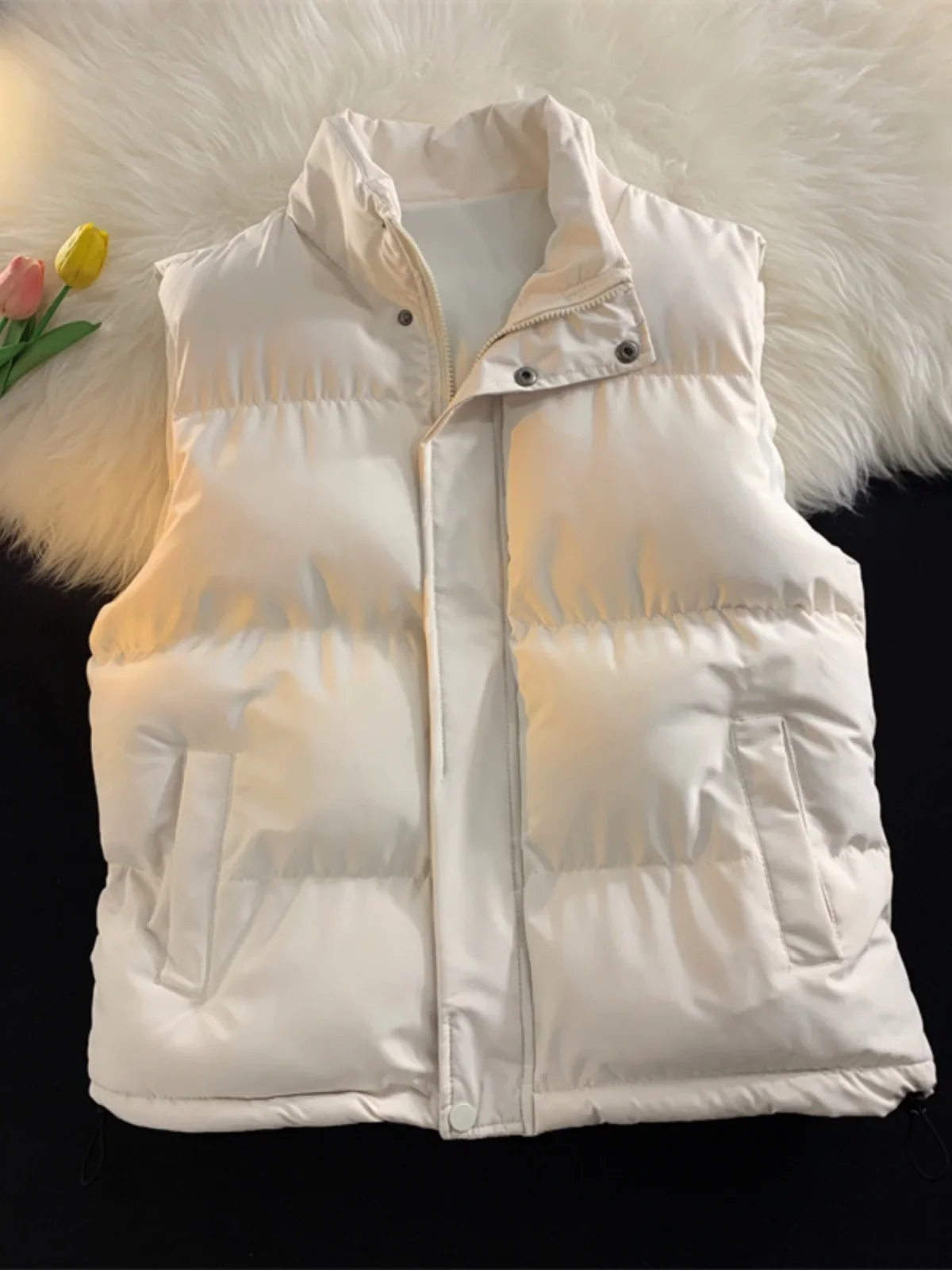 Winter Casual Vest Men's and Women's Korean-Sle Stand Collar Cotton-Padded Clothes Ribbon Fashion Waistcoat Sleeveles ZL563
