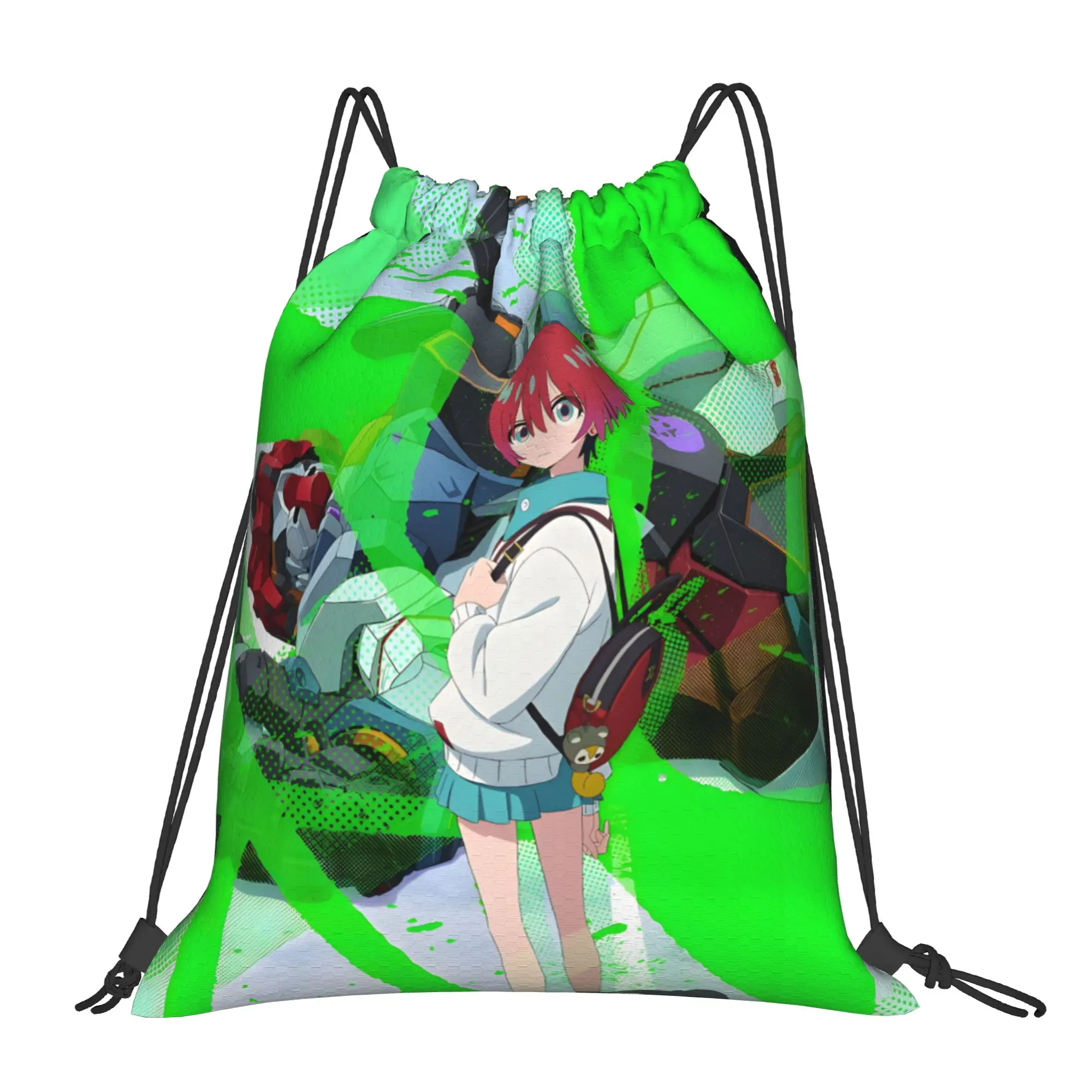 1 pc Gundam GQuuuuuuX MACHU Anime Print Drawstring Bags Men Women Storage Backpack Teenager Travel Bag