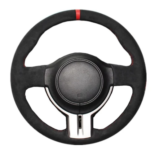 Imagen 2 del producto Envoltura trenzada Original para volante de coche, cubierta de cuero de gamuza negra, cosida a mano, bricolaje, Toyota 86 Subaru BRZ