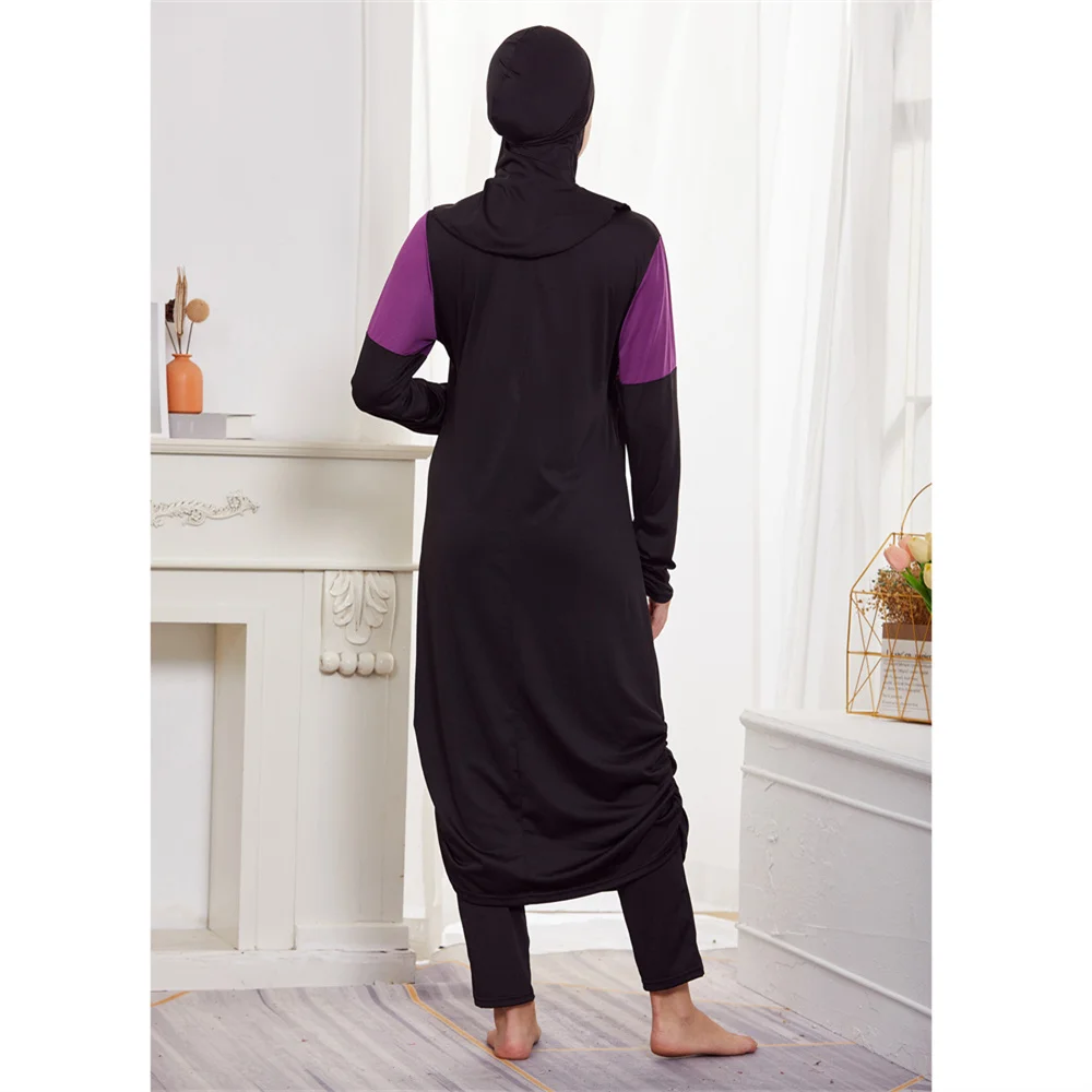 Black Swimsuit Full Cover Burkini Muslim Swimwear Modest Hijab Modest Bathing Suit Islamic Long Sleeve Dress Abaya Pants Set 3pc