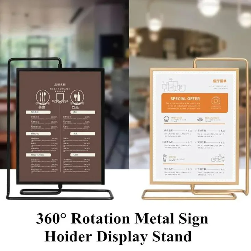 152x203mm 8 Inch Rotating Menu Paper Sign Holder Display Stand Valentine's Day Wedding Gift Shelf Metal Photo Picture Frame