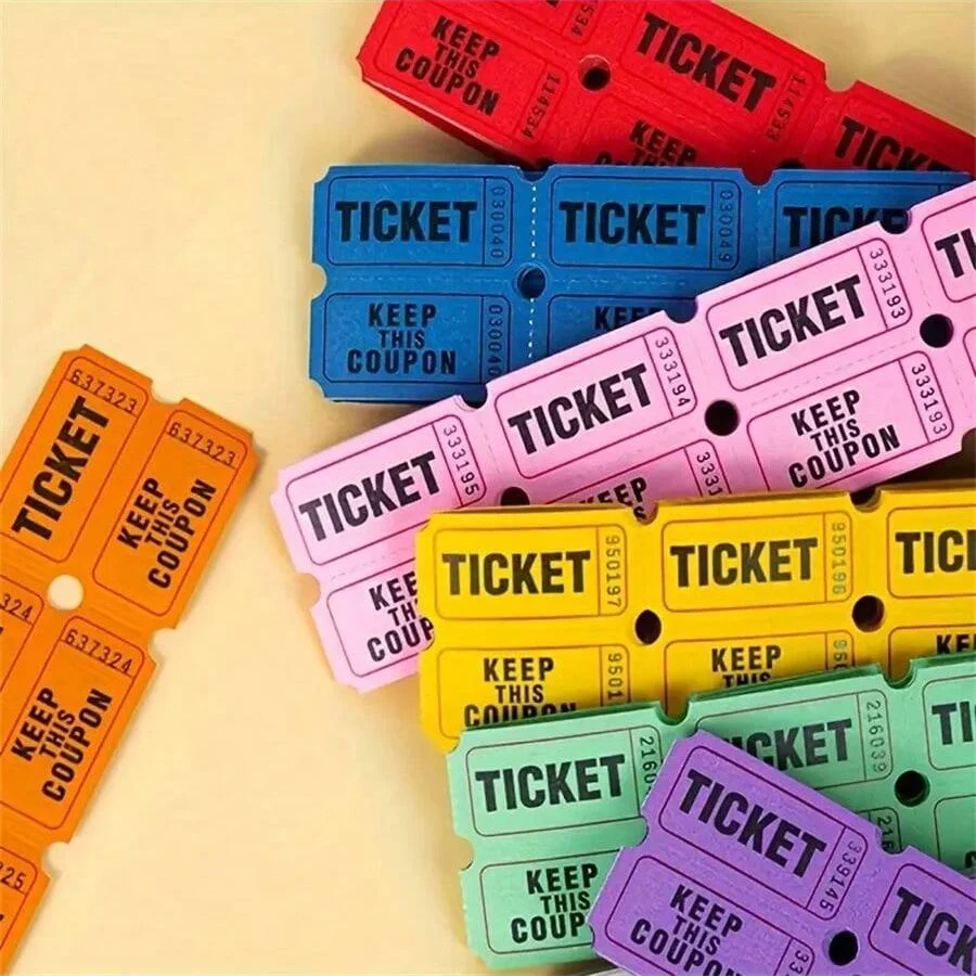 100 Raffle Tickets with Perforations and Consecutive Numbers - Perfect for Events, Carnivals, Door Prizes, and Drinks