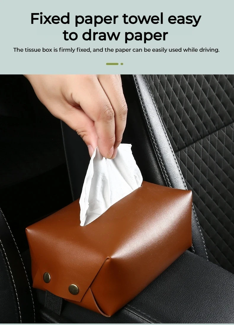 

Car Tissue Holder PU Leather Car Armrest Box Tissue Holder Napkin Box Car Tissue Case Napkin Dispenser For Vehicle