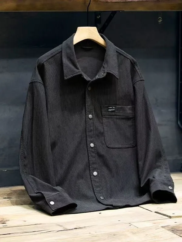 High-End Men's Corduroy Shirt Soft Plush Long Sleeve Casual Spring Autumn Fashion Brand Male Model Comfortable Warmth Classic