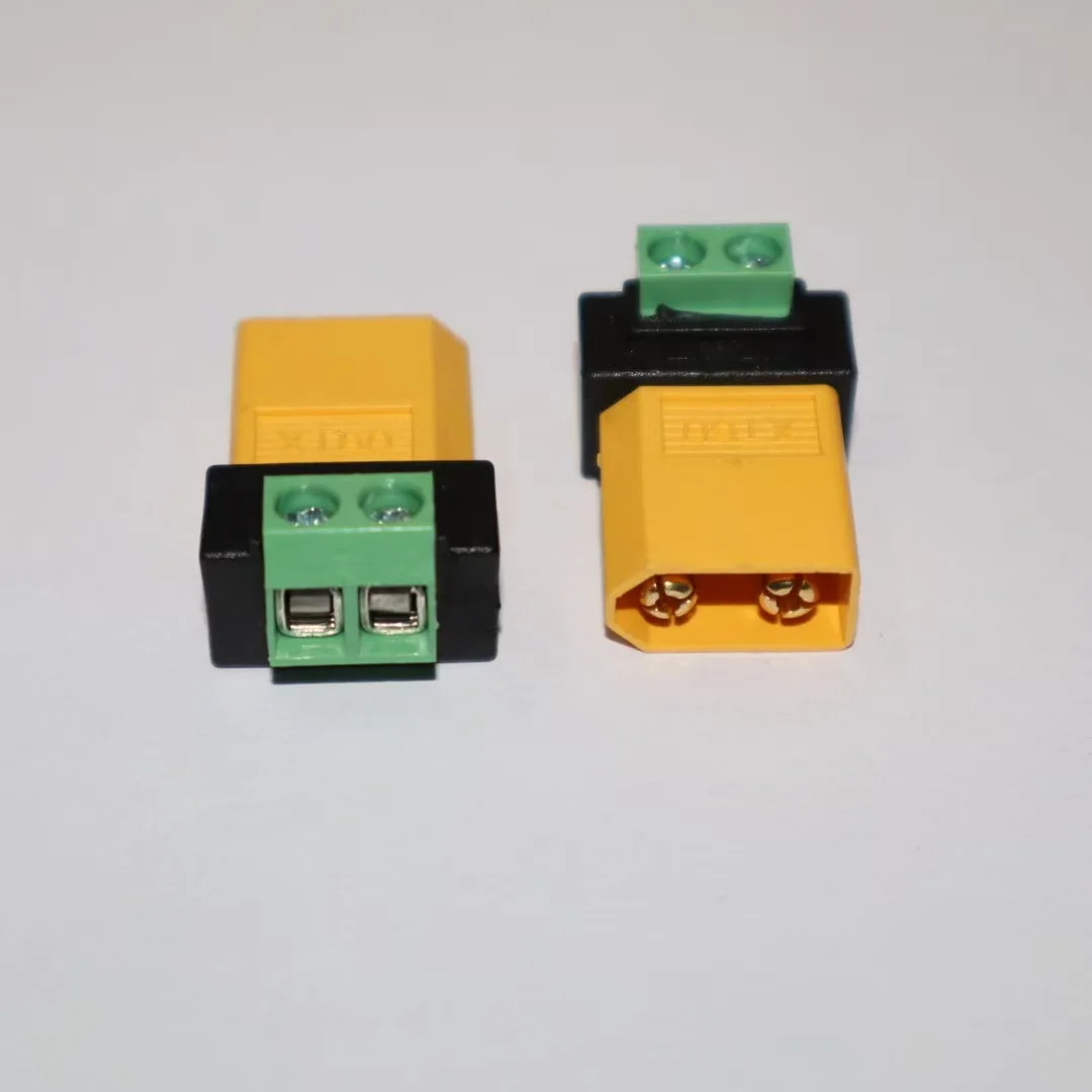 XT60 Male-Female to 2-Pin Green Solderless Terminal Adapter - for Drones, RC Models, Balance Chargers