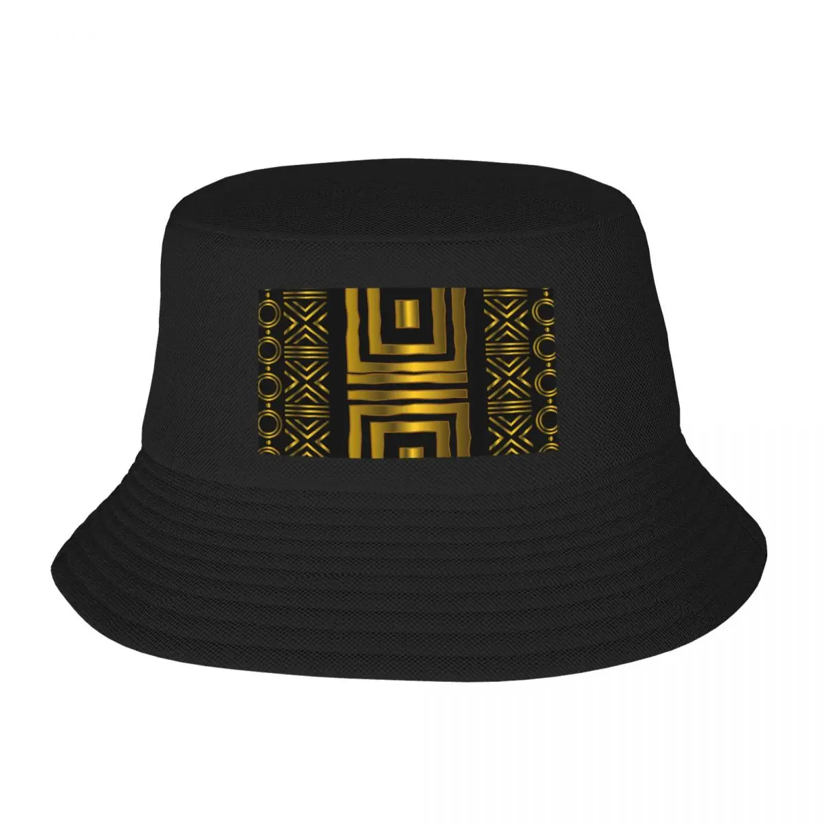 Gold African Bogolan Design Bucket Hat Golf Hat Hat Man Luxury Military Tactical Cap Man Cap Women's