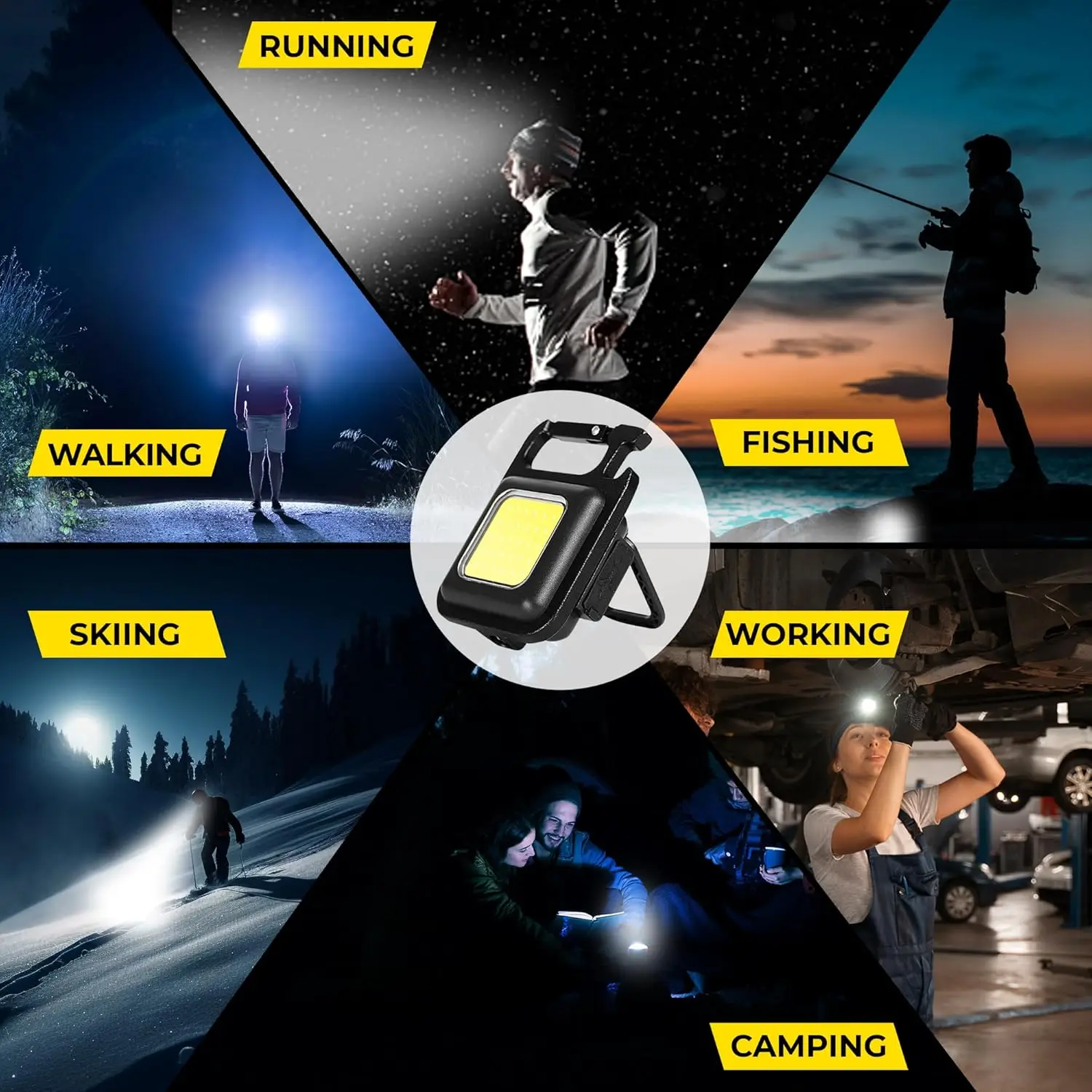 Super Bright Mini COB Keychain Portable light Flashlight Charging Lamp Camping Lights with Magnet 4 Lighting Modes Forwork Light