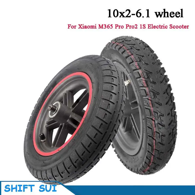 10x2-6.1 Scooter Wheel Red Rim Assembly Anti Slip Wear Resist Easy Install Wheel For Mini E-Scooter Rocky Outdoor Road