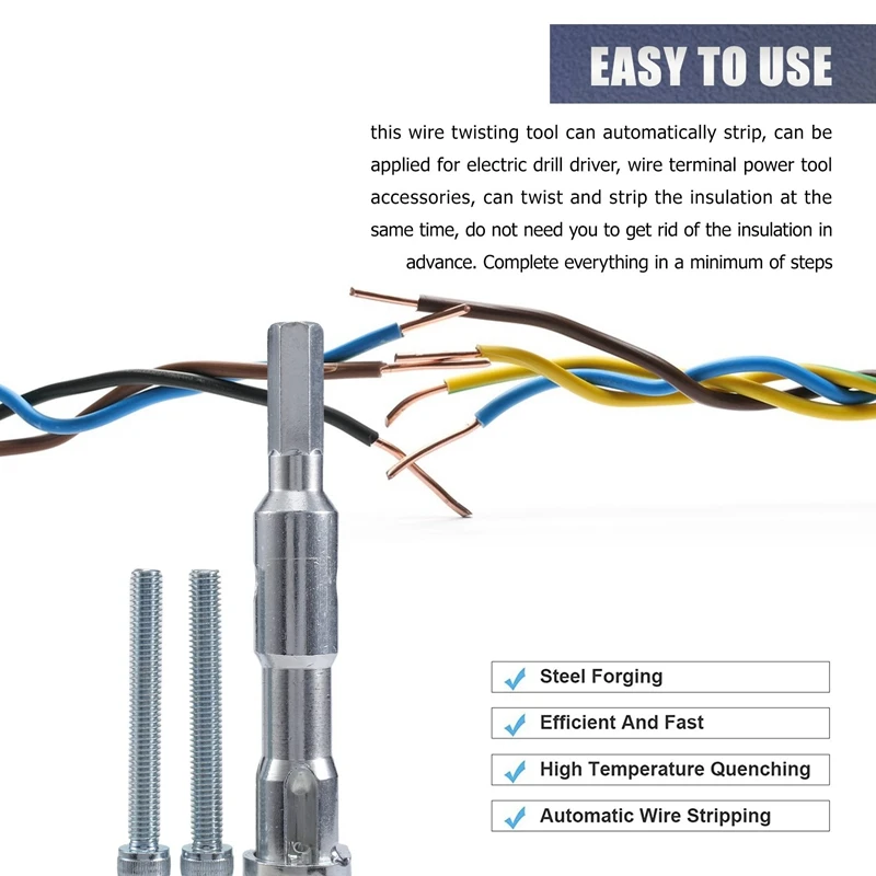 4 Pieces 2-5 Wire Twisting Tool Wire Stripper And Twister Wire Twister For Drill Wiring Tools Wire Stripping Tools