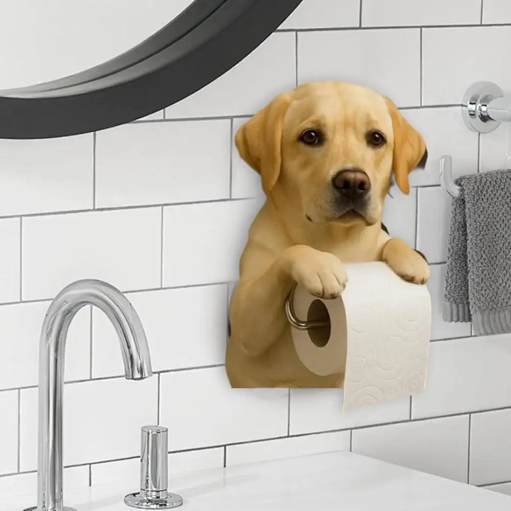 

Resin Dog Toilet Paper Holder 3D Dog Shape Decorative Roll Paper Organizer Multifunctional Easy Installation