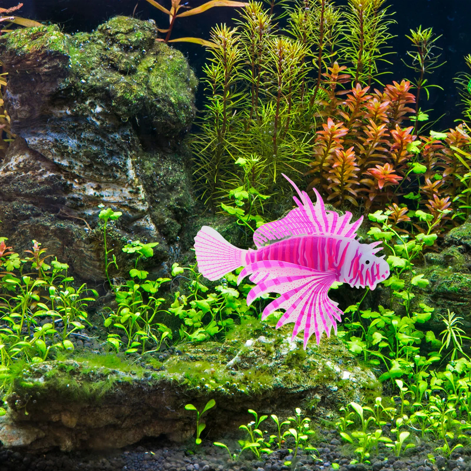 يتوهج في الظلام الأسد حوض السمك الديكور واقعية سيليكون حوض للأسماك ديكور مضيئة ليلة تأثير الأسد الاصطناعي #1