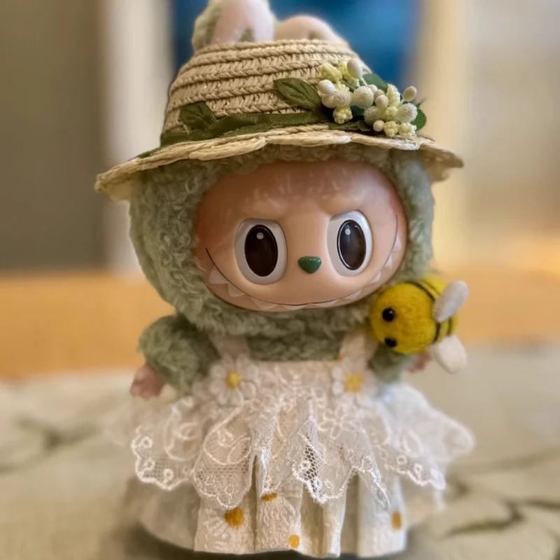 

Labalbu Clothes Cute Original Skirt Straw Hat Daisy Set 10cm Labubu Doll Clothes Designer Create Accessories Daisy Hat Clothes