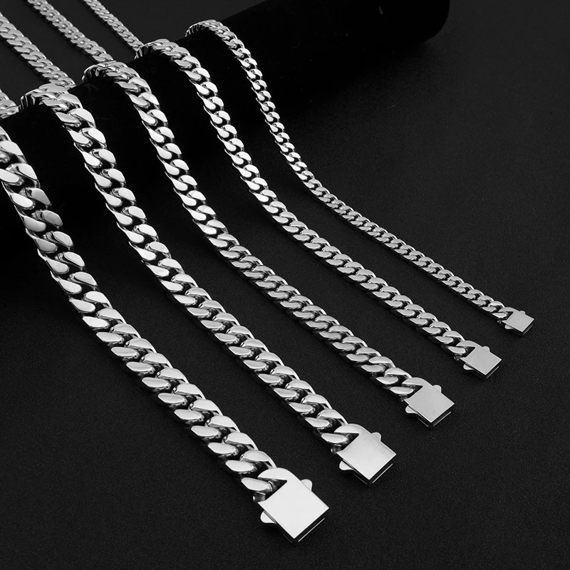 316 Stainless Steel Plated 18k Gold Fashion Crypto Cuban Chain Miami Rap Hip Hop Men\'s Bracelet Accessory