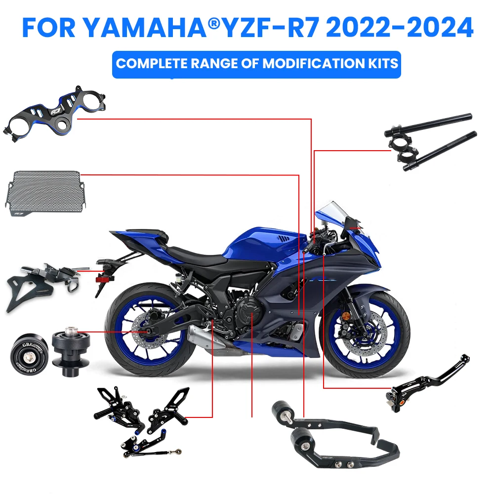 For YAMAHA YZF-R7 2022-2025  Motorcycle modification accessories Footrest kit Motorcycle Handlebars License Plate Holder Bracket