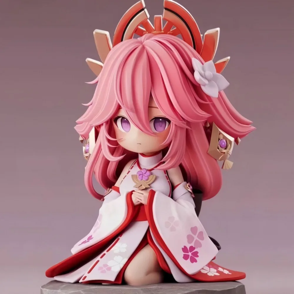 

Game Character Figurine, Beautiful Girl Yae Miko Sitting Figurine Desktop Model Ornament Gift