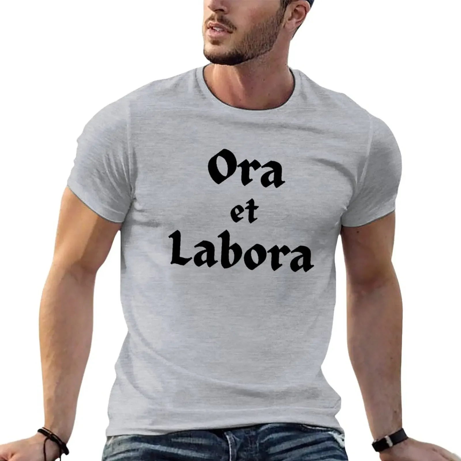 Academic Motto Ora et Labora Latin for Pray and Work, Catholic Rule of St. Benedict T-Shirt sublime men graphic t shirts