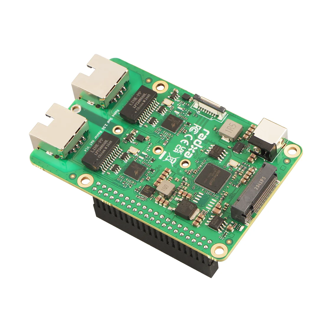 NYRadxa Dual 2.5G Router HAT, Doppia Ethernet 2.5G, SSD NVMe, PCIe FPC, Progettato per Radxa SBC e Raspberry Pi 5