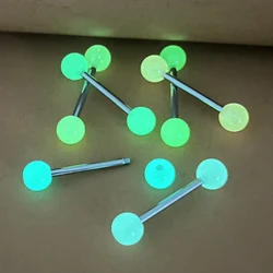 6Pcs Sexy Acrylic Luminous Tongue Piercings Jewelry for Women Men 14G Stainless Steel Bar Glow in Dark Tongue Rings Barbell Stud