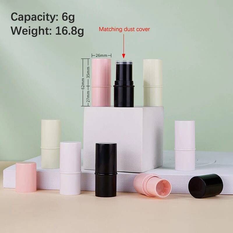 空のデオドラントコンテナ、詰め替え可能なプラスチックツイストアップボトル、DIY天然リップスティック、メイクアップスティックチューブ、化粧品パッケージ、6g