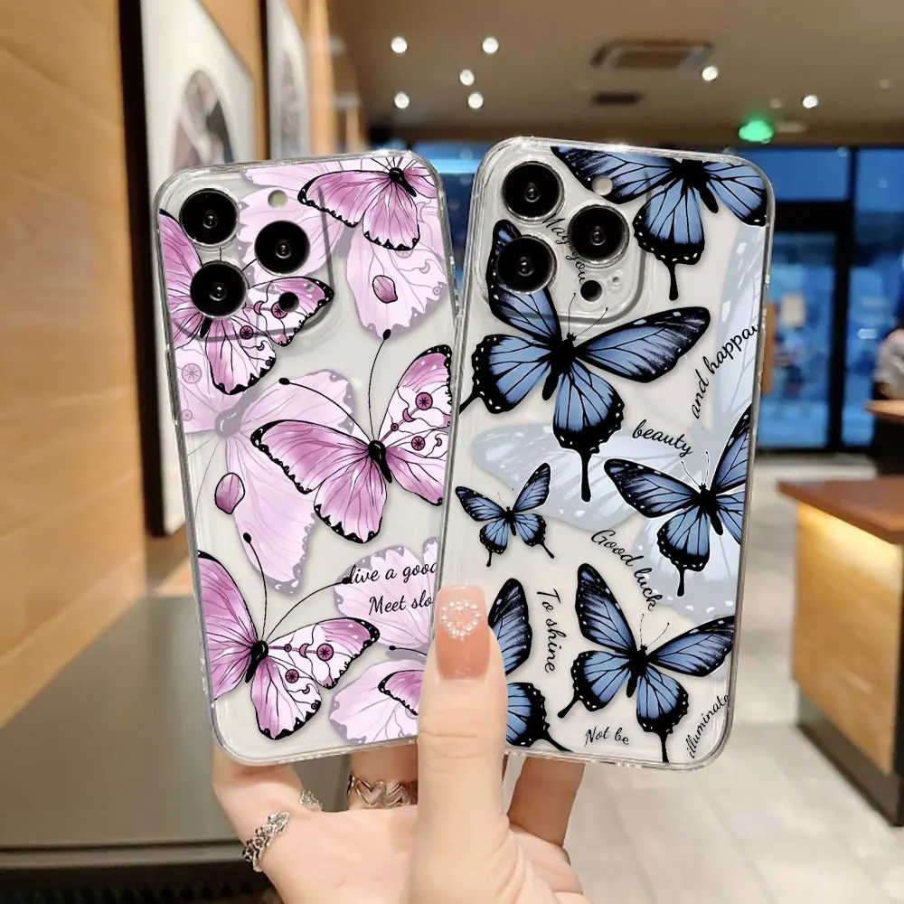 

Beautiful Butterfly Flower Phone Case For VIVO Y04 Y15S Y17S Y19 Y19S Y20 Y21 Y29 Y22S Y27 Y35 Y36 Y50 Y75 Y76 Y100 Clear Case