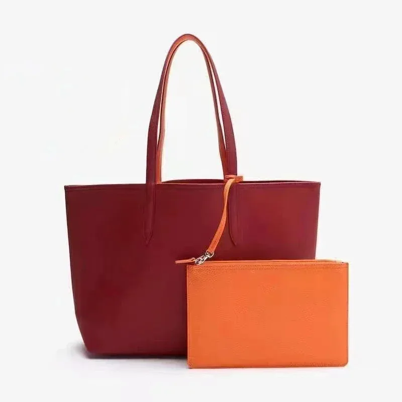 

2Pcs Women Large Capacity Handbag Tote Purse PVC Female Travel Shoulder Set Top Handle