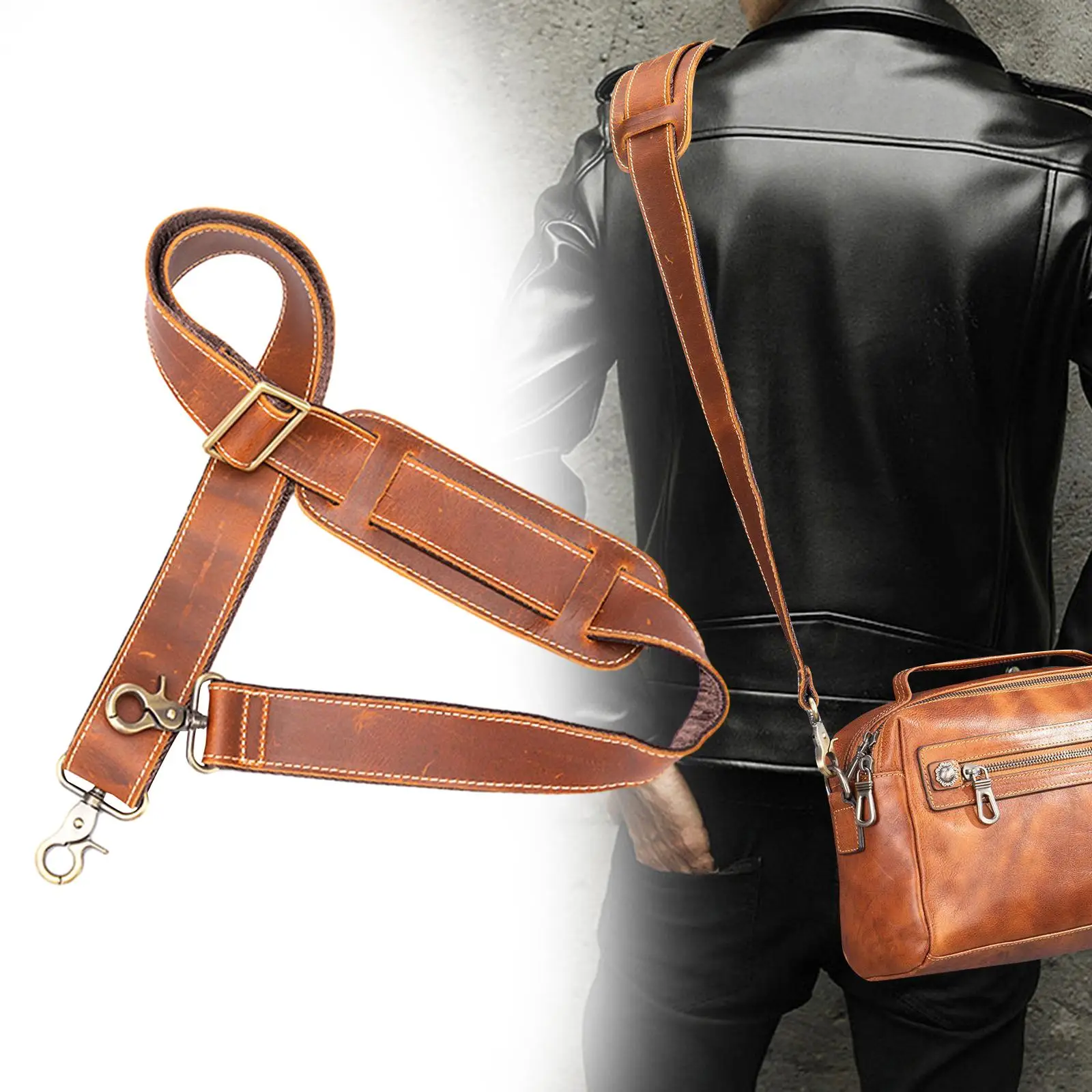 Leather Bag Strap Adjustable Length Universal Crossbody Strap for Clutch Shoulder Handbags Wallet Briefcase Bag Accessories