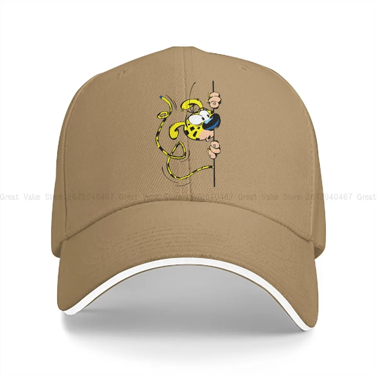 Washed Men's Baseball Cap Blue Wall Trucker Snapback Caps Dad Hat Marsupilami Cartoon Golf Hats