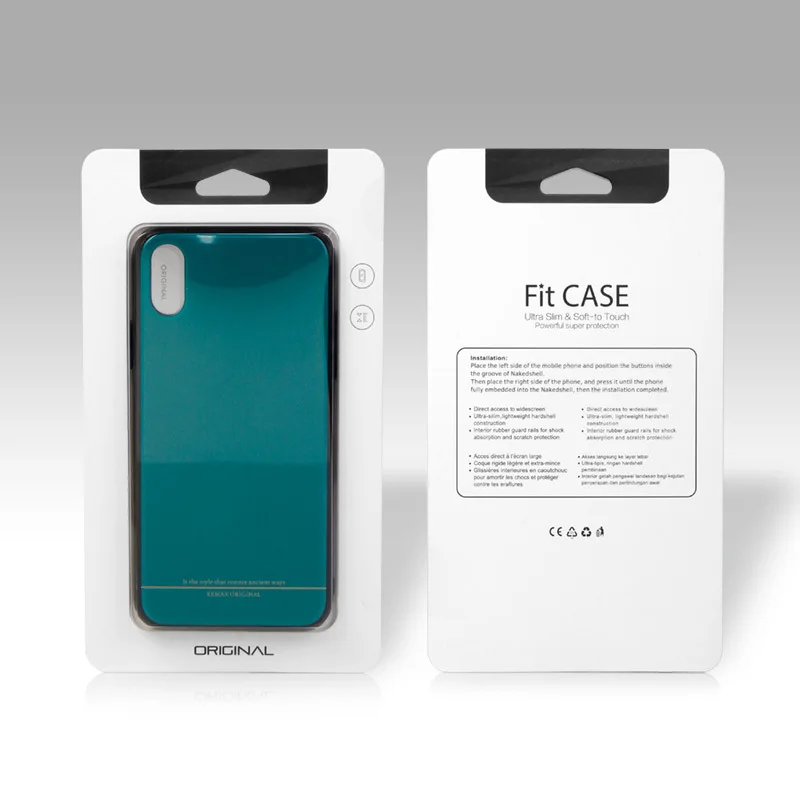 50Pcs/lot Phone Case Packaging Box Kraft Paper Phone Box With Hang Hole Clear Window Display 3 Size For iPhone Case