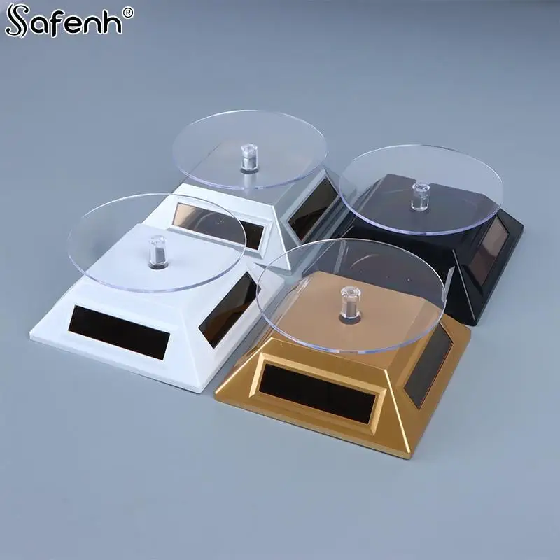 1 قطعة عرض الطاقة الشمسية 360 الدورية الدوار ساعة مجوهرات خاتم الهاتف الدورية عرض موقف رفوف المجوهرات والدعائم حزام ساعة #5