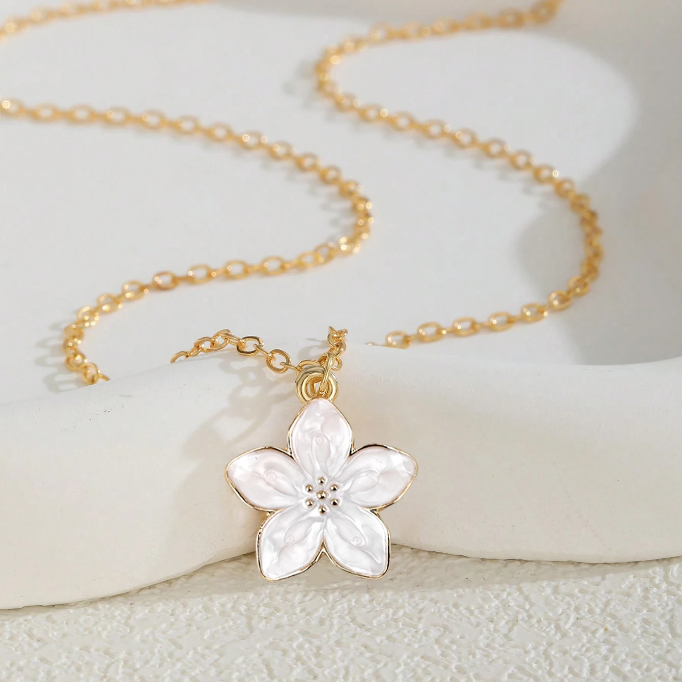 جديد زهر الكرز الكورية اليابانية البرسيم زهرة قلادة قلادة للنساء الطازجة تنوعا رائعة هدية جديدة قلادة #5