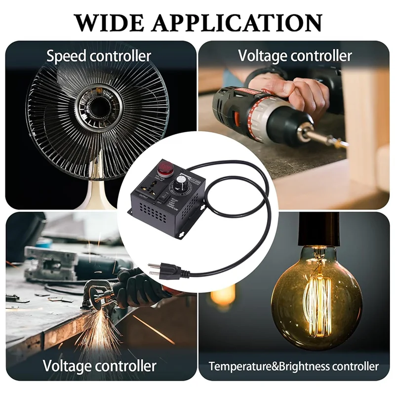 

Контроллер скорости двигателя ABLL-AC, регулятор скорости переменного тока, регулятор скорости вентилятора, регулятор напряжения SCR 120 В, вилка стандарта США