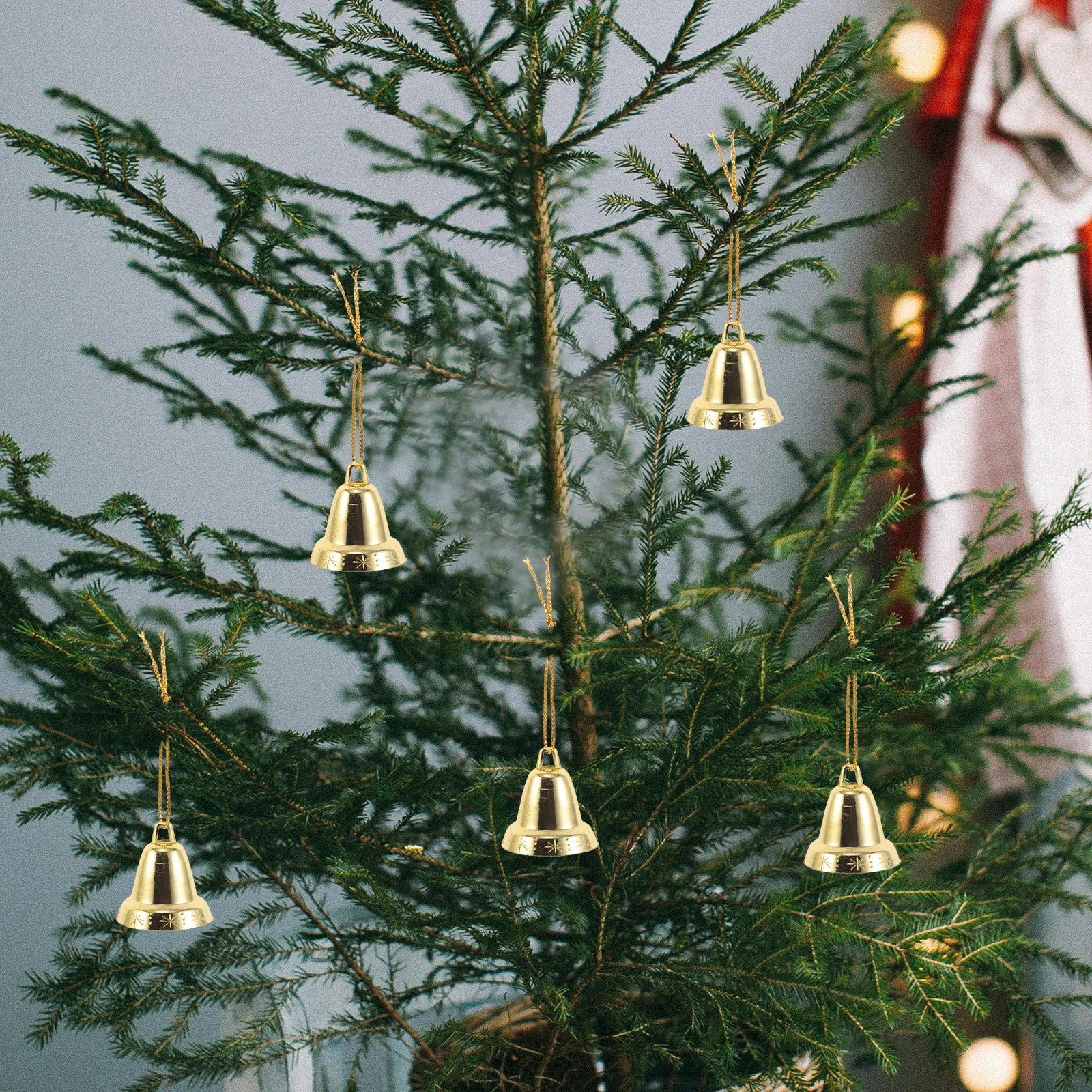 

120Pcs Christmas Bells Gold Plastic Xmas Tree Decorations Hanging Ornaments Xmas Party Props DIY Crafts Christmas Ornaments