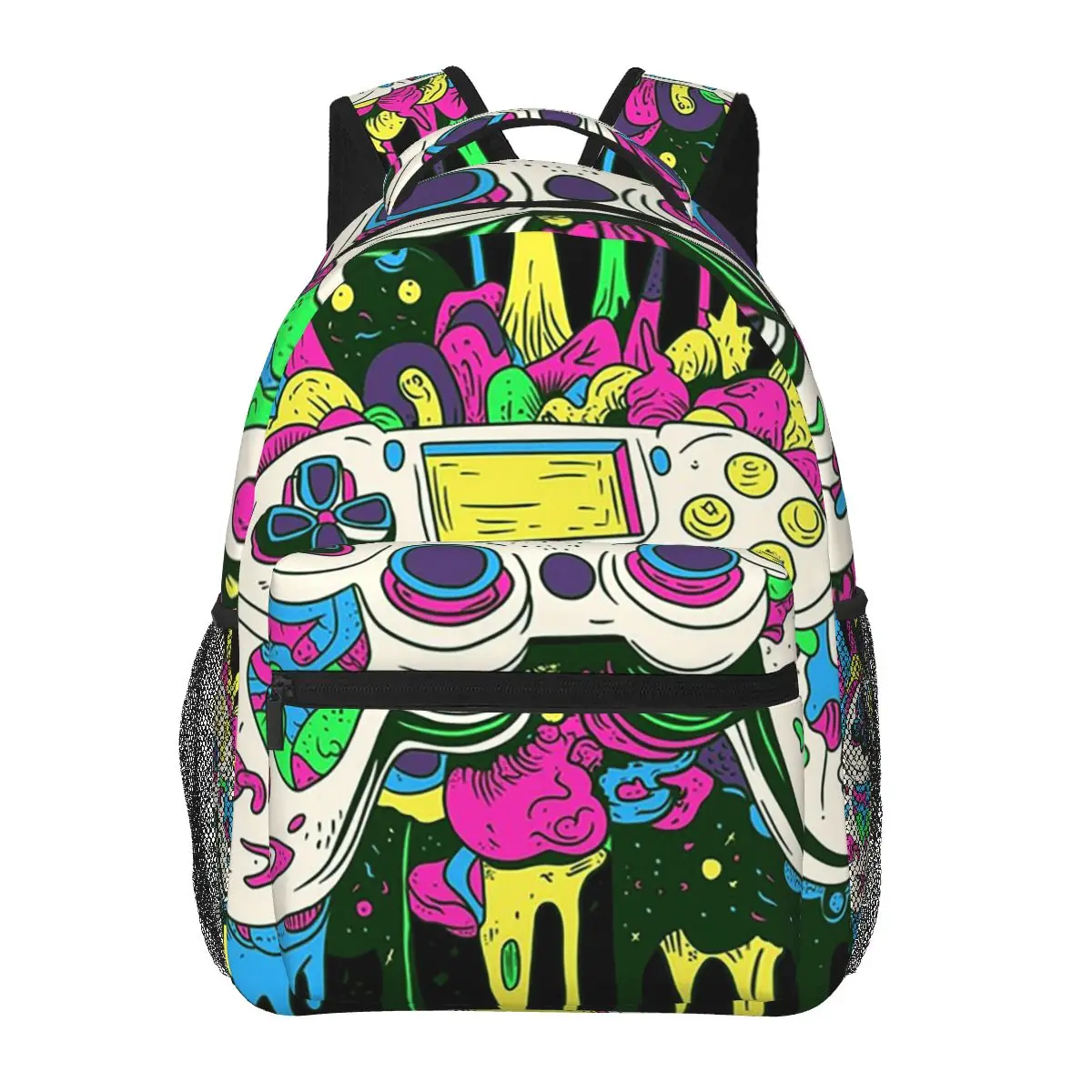Colorful Graffiti Abstract Gamer Gamepad Student Backpack School Bag Hiking Travel Daypack for Men Women Bookbag Shoulder Bags