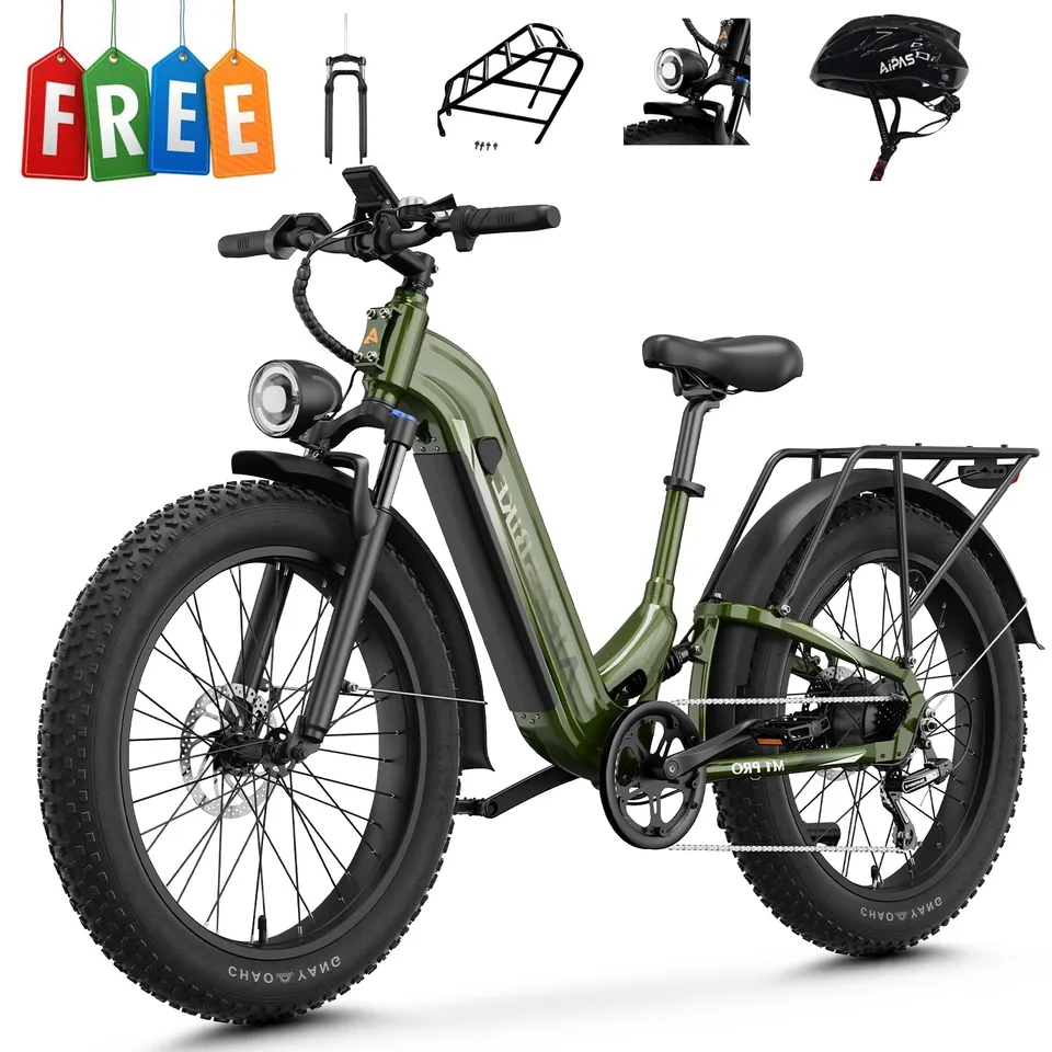 26" Fat Tires Off-road Mountain Ebike 48V 17.5Ah 1800W Peak E-Bicycle