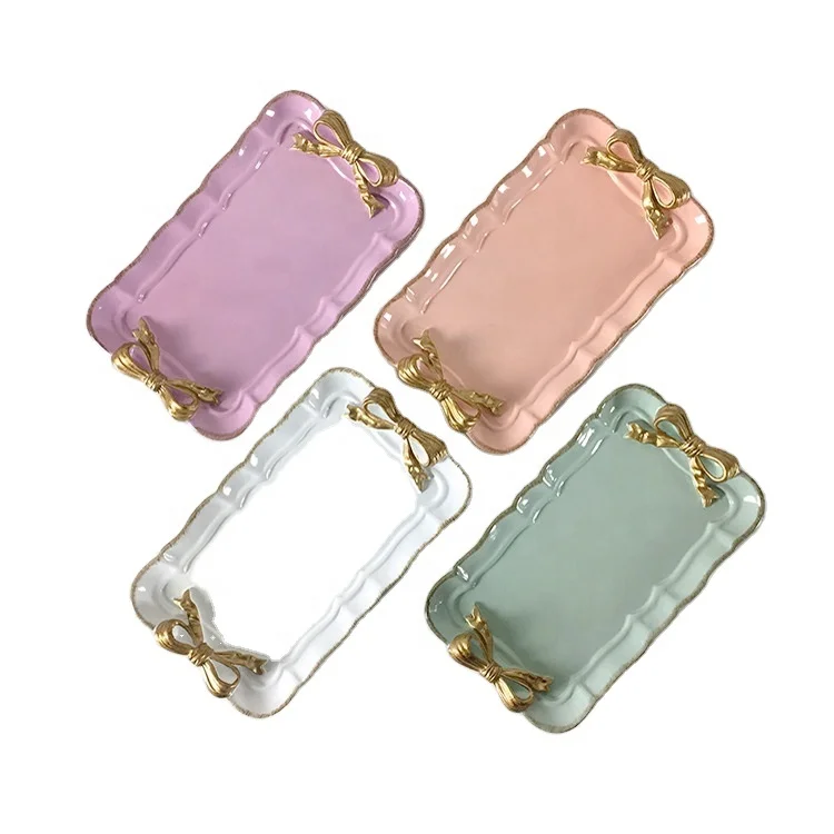 

Resin Cake Dish Bow Craft Dish Wedding Souvenir Simple Creative Decoration Gift Ornament Frame Pattern Box Party