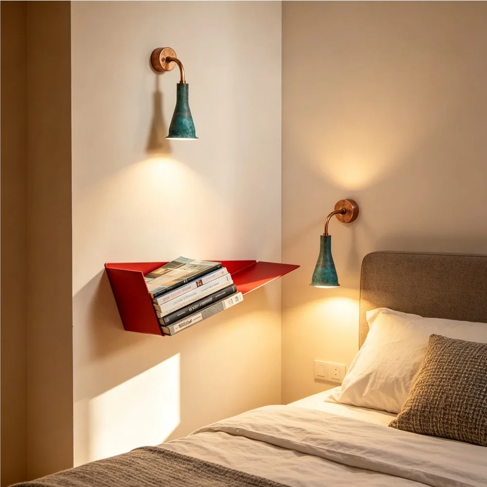 

Triangle suspended bookshelf, creative metal wall mounted storage rack, minimalist book and magazine storage and home decoration