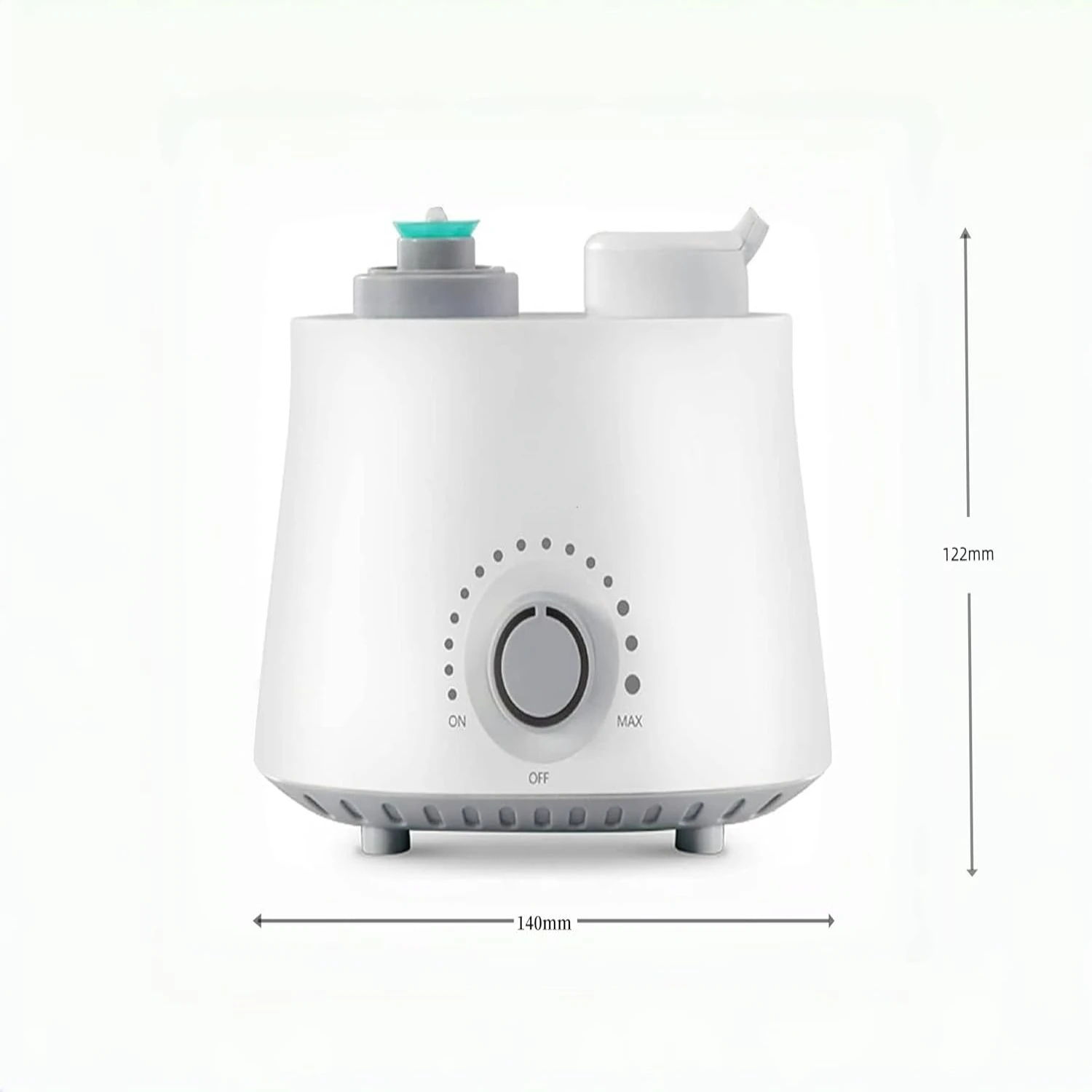 Convenient, portable, stylish white humidifier water bottle for bedroom, office, and hotel use. Adjustable, leak-proof design wi
