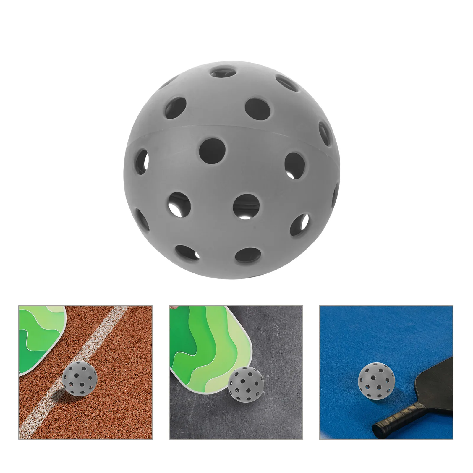 

Набор из 5 серых тренировочных мячей для пиклбола с 40 отверстиями, полым дизайном для циркуляции воздуха, мягкий отскок, для тренировок в помещении и на улице, 2,91 дюйма