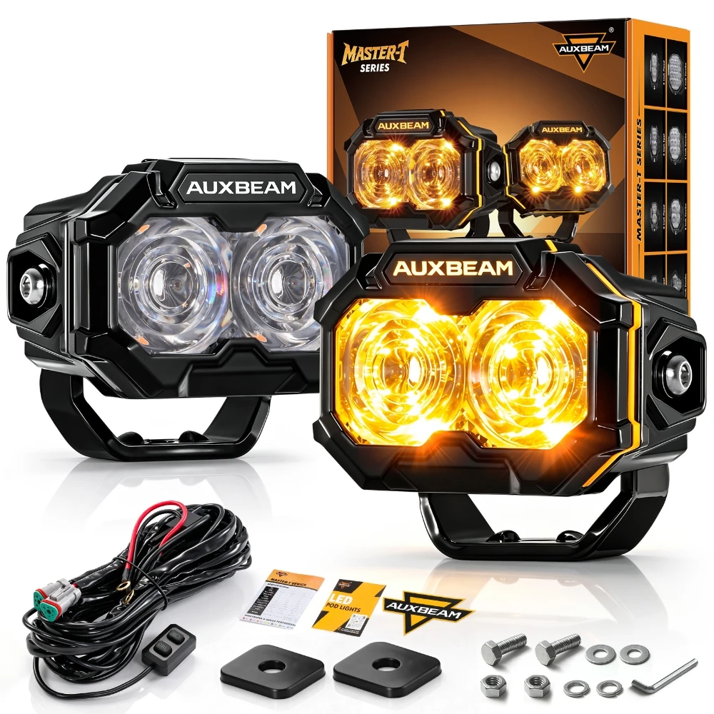 AUXBEAM 3 inch 60W LED Work Light Pod 86W 10200LM, Spot / Flood Beam Driving Lamp, 6500K & 3000K IP68 Waterproof MASTER-T Series