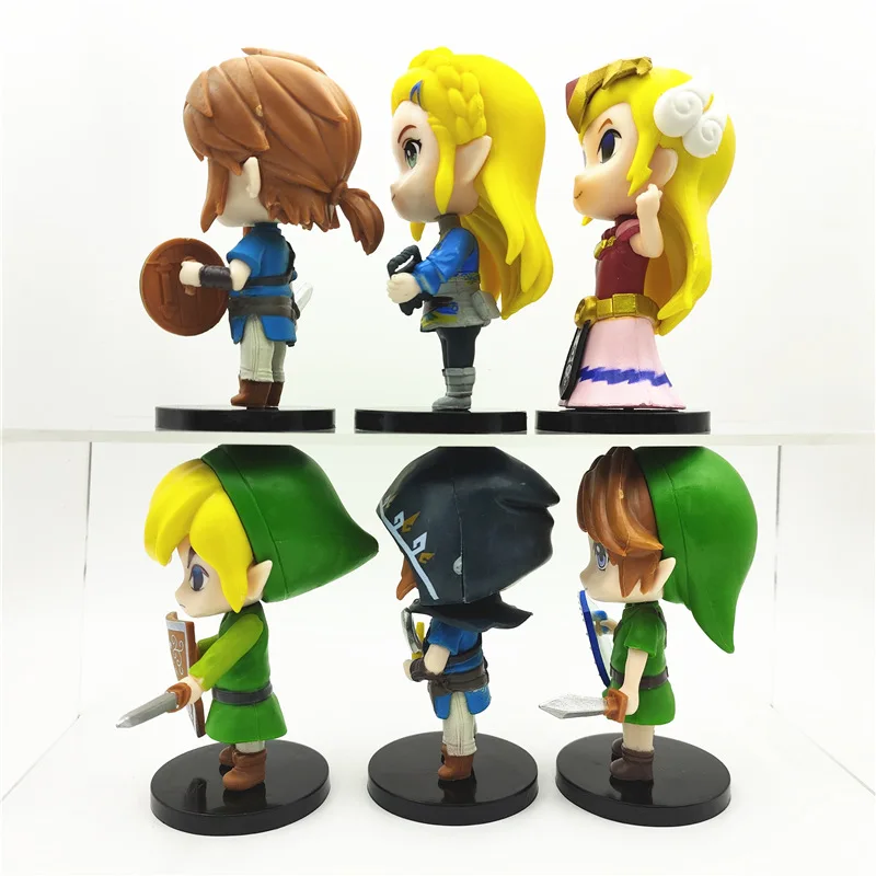 The Legend of Zelda 6 Pcs/Set 10cm Q Version Link Princess Zelda Figure Game Decoration Anime Ornaments Model Collection Dolls