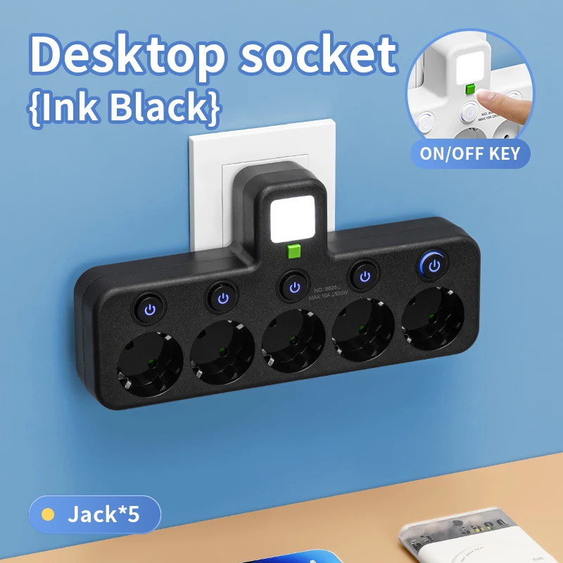 2/3/4-fach Steckdose EU-Stecker ohne Verlängerungskabel mit oder ohne USB Typ-C Anschlüsse Zwei Spezifikationen