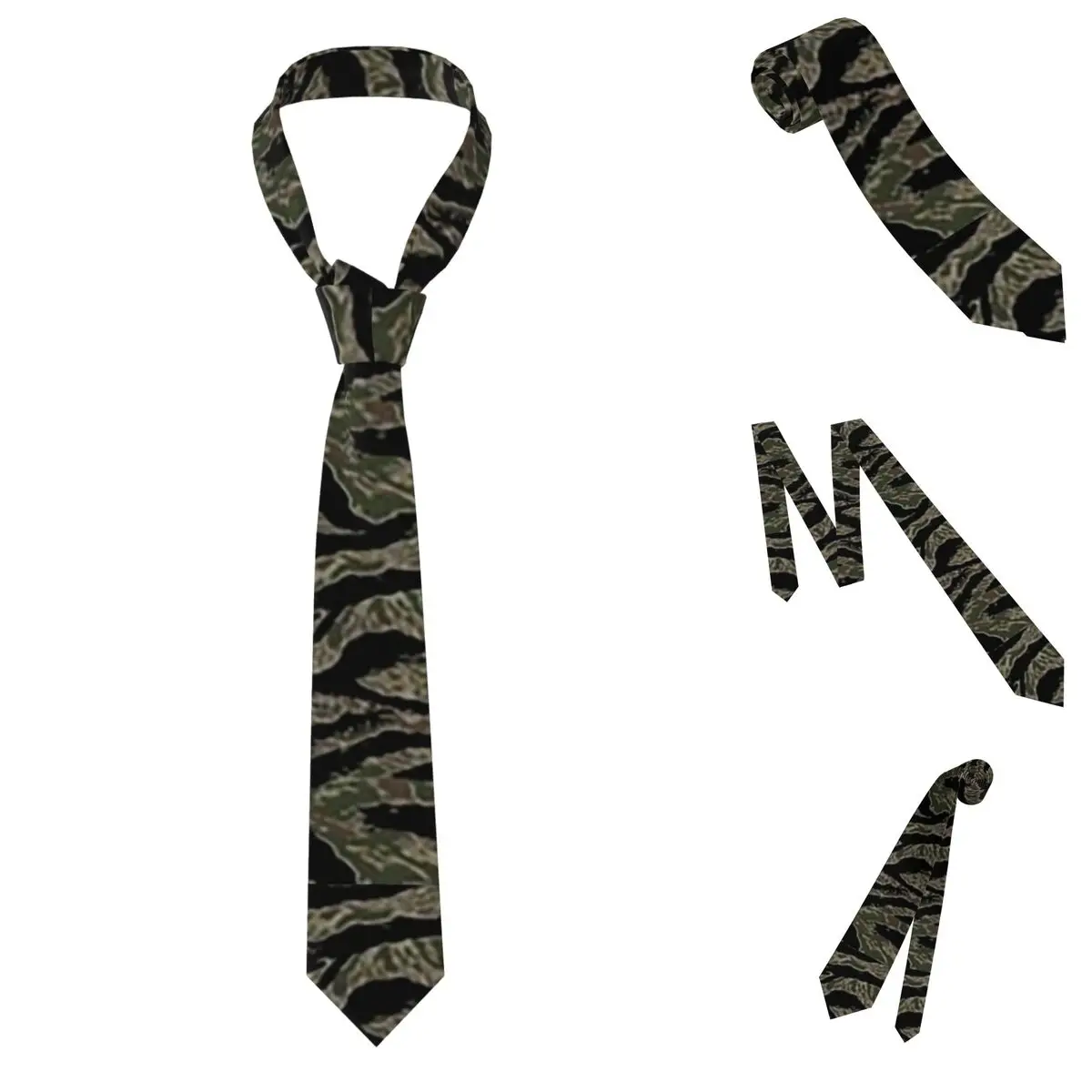 Tiger Stripe Camouflage Military Camo 1 Necktie for Men Silk Polyester Slim Neck Ties Wedding Accessories Tie Classic Gravatas
