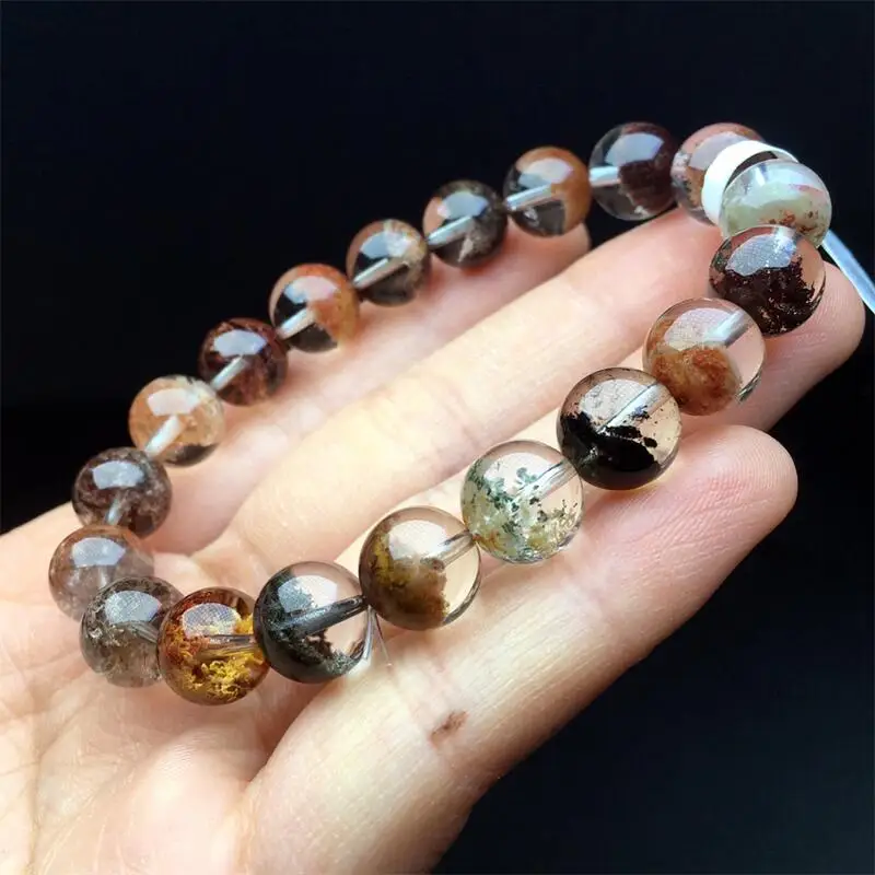 10MM Natural Colored Garden Quartz Bracelet Fashion Gemstone Crystal Jewelry For Women Healing Bohemia Holiday Gift 1pcs