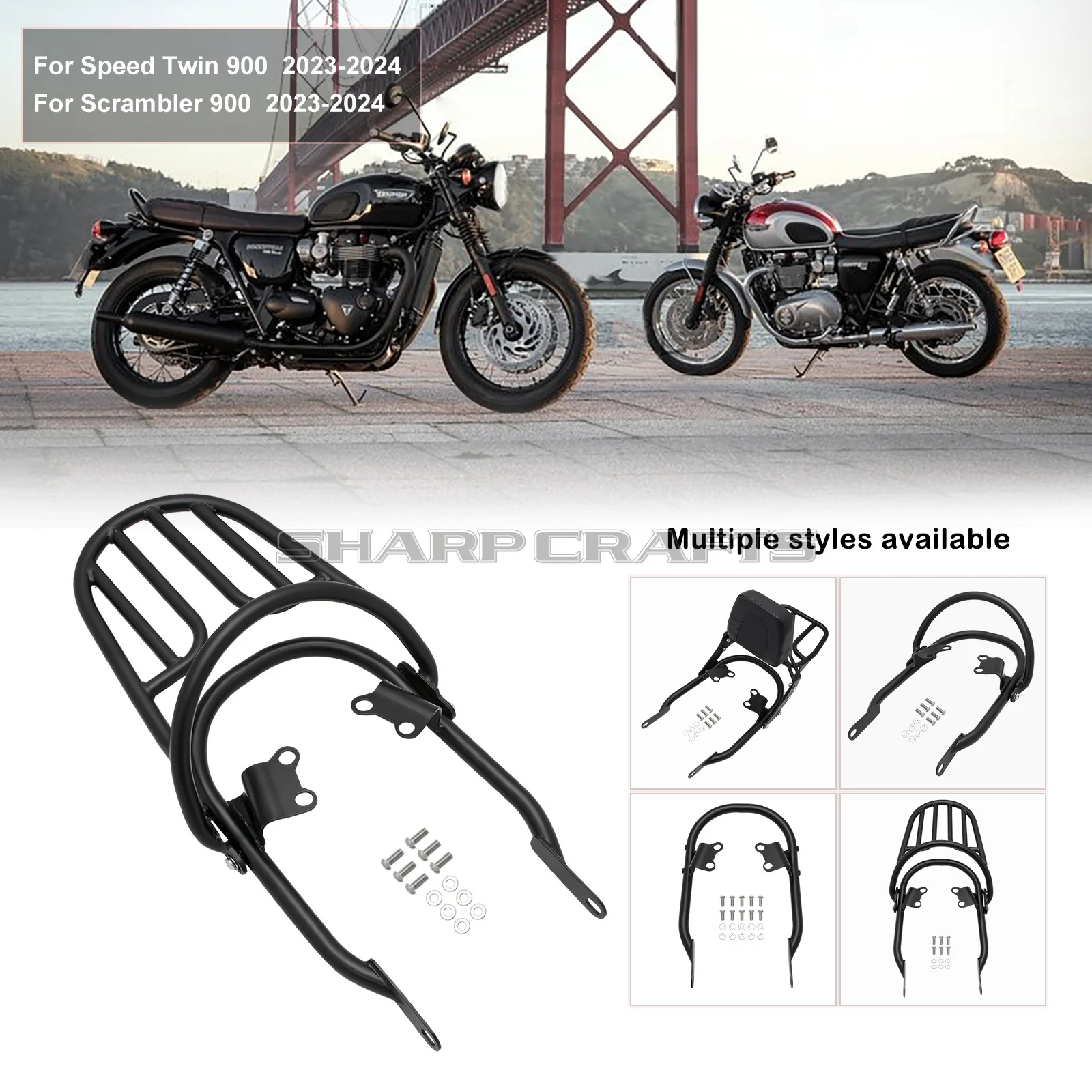 For Triumph Speed Twin 900 Scrambler 900 2024 2023 Passenger Grab Rail Luggage Rack Backrest Sissy Bar Backrest Mount Kit