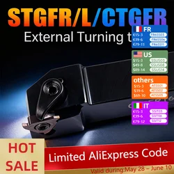 1pcs STGFR1212H16 STGFL2020K16 CTGFR2525M16 CNC tool turning TGF32R/ L insert external groove cutting boring bar tool holder