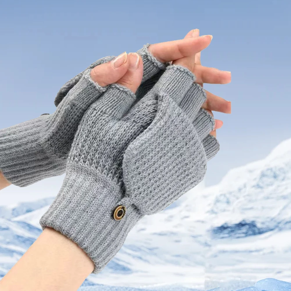 USB Heated Gloves Full&Half Finger Knitted Gloves Thicken Thermal Knitting Mitts Winter Moto Cycling Gloves for Outdoor Skiing