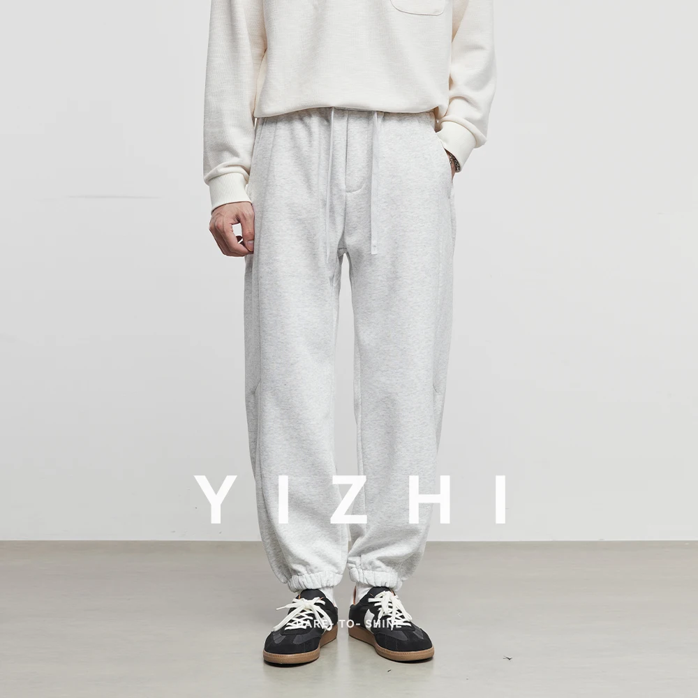 

Осень-зима 2024, новые мужские модные простые спортивные штаны на шнурке, мужские свободные повседневные вязаные брюки в спортивном стиле