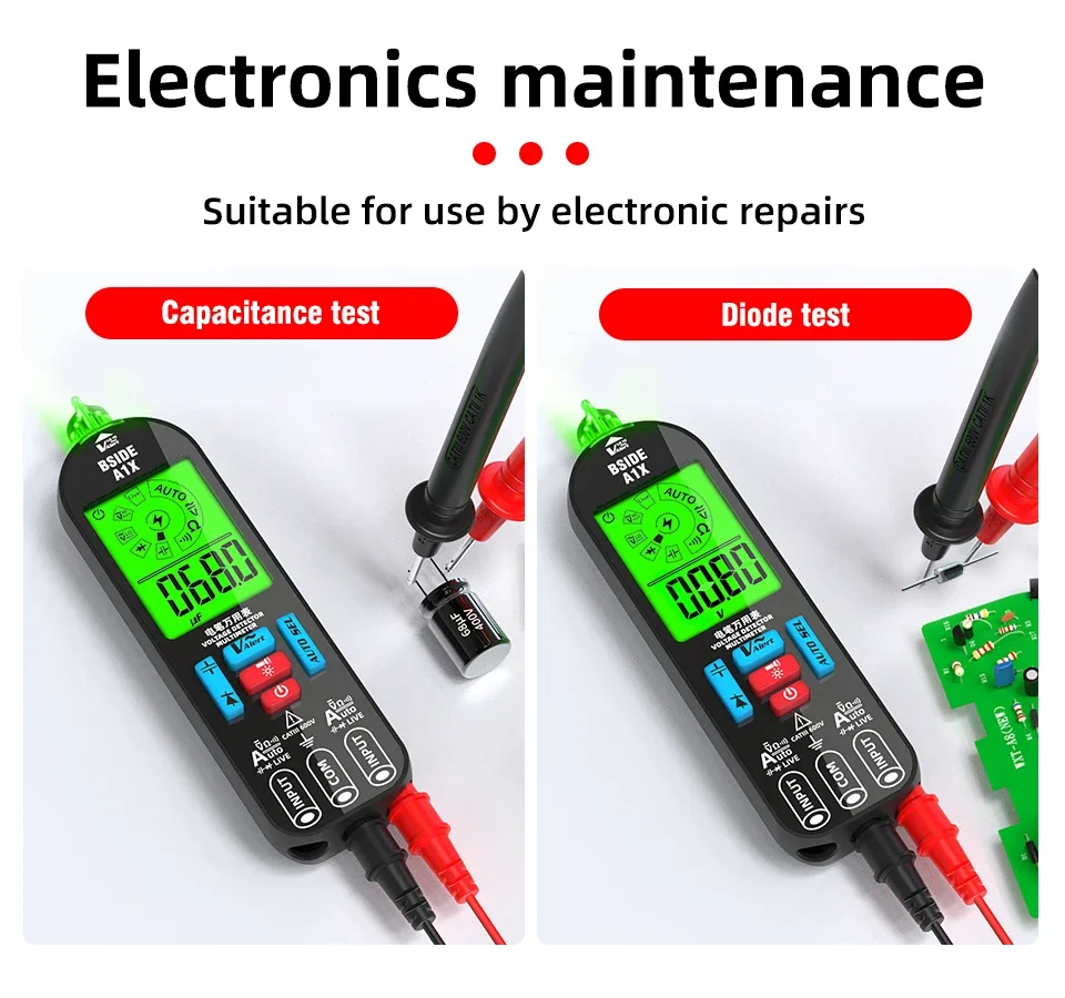 BSIDE NEW Voltage Tester Pen Multimeter Electronic USB Tester Breakpoint AC DC Non-Contact NCV Live Auto Diode Capacitance Hz