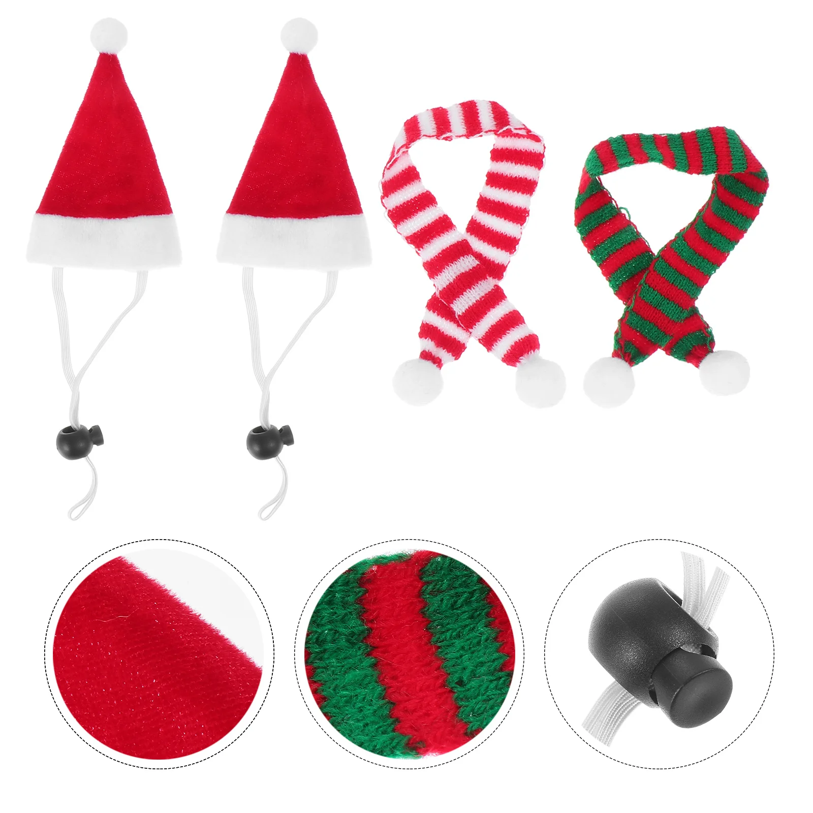 

4Pcs Festive Pet Hat Scarf Collection Soft Comfortable Xmas Outfit for Small Pets Holiday Gift Idea Decorative Use