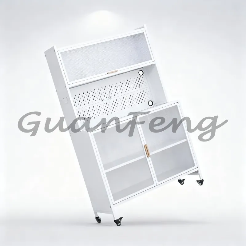 Screw‑Free Plastic Kitchen Storage Cabinet Convenient Food Locker with Plastic Door for Kitchen Pantry Organization